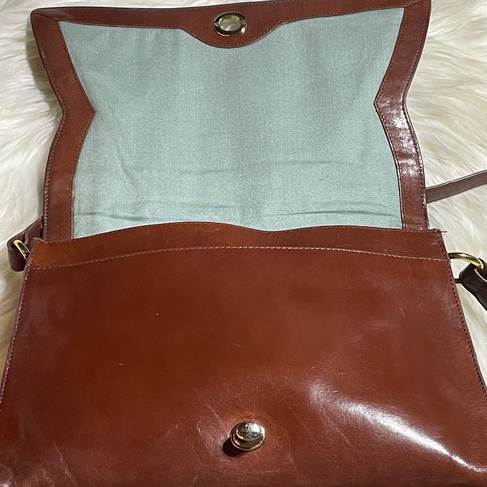 Hobo Saddle Leather Flap Over Clasp Shoulder/Crossbody Bag #H-25 - Picture 5 of 8